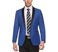 Men's Suit,2 Piece Jacket+Pants Bussiness Formal Slim Fit,with One Button Shawl Collar,for Tuxedo Wedding Dinner (Color : Royal Blue, Size : US34)