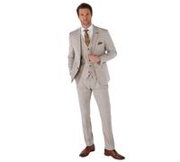 Men's Suit 3 Piece Beige Classic Birdseye Summer Wedding - Stone 38