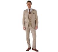Paul Andrew Kurt - Men's 3 Piece Beige Tailored Fit Summer Wedding Suit - 34" Jacket 28" Trousers