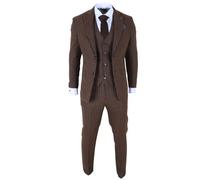 Men's Suit 3 Piece Brown Pinstripe Slim Fit Formal Dress