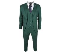 Men's Suit 3 Piece Green Classic Birdseye Wedding Formal Dress - Green 36