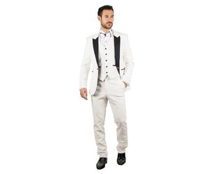 Men's Suit 3 Piece White Velvet Paisley Shawl Collar Tailored Fit Wedding Tuxedo