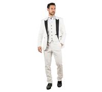 Men's Suit 3 Piece White Velvet Paisley Shawl Collar Tailored Fit Wedding Tuxedo - White 50