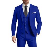 Men's Suit 3 Pieces Slim Fit Formal Business Wedding 2 Buttons Blazer Vest Pants Set Tuxedo, Royal Blue, X-Large