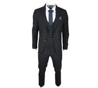 TruClothing IM3 - Men's Black Checked Tailored Fit Suit - 46" Jacket 40" Trousers