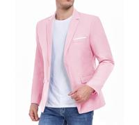 Men's Suit Blazer Casual Coats Lightweight Party Jackets Groomsmen Sports Coat Two Button Tuxedo Suits, Jacket Pink, XL