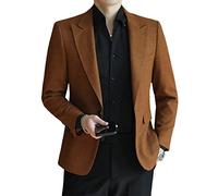 Mens Suit Blazer Jacket,One Button Dress Suit Solid Blazer Work Office Coat Casual Business,Brown,3XL(56)