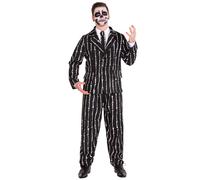 Mens Suit Bone Print Skeleton Halloween Costume Fancy Dress Outfit Adult Tuxedo