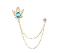 Men's suit brooches Retro Tassel Crystal Bird Wing Brooch for Unisex Double Hawk Head Crown Lapel Accessories(XZ1899-13)