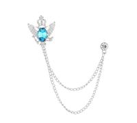Men's suit brooches Retro Tassel Crystal Bird Wing Brooch for Unisex Double Hawk Head Crown Lapel Accessories(XZ1899-14)