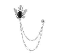 Men's suit brooches Retro Tassel Crystal Bird Wing Brooch for Unisex Double Hawk Head Crown Lapel Accessories(XZ1899-2)