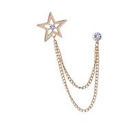 Men's Suit Collar Star Brooch Lapel Pin Durable Badge Tassel Chain Accessory Aureate Golden