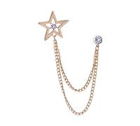 Men's Suit Collar Star Brooch Lapel Pin Durable Badge Tassel Chain Accessory Aureate, Golden