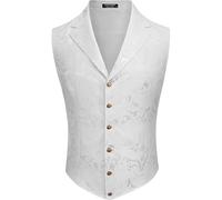 Men's Suit, Gothic Suit Vest, Steampunk Costume Vest, Sleeveless Black White Medieval Suit Vest, Victorian Court Gilet, Halloween Costume, Costume Vests for Men