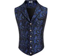 Men's Suit, Gothic Suit Waistcoat, Men's Paisley, Steampunk Costume Vest, Blue Medieval Suit Vest, Victorian Court Gilet, Halloween Costume, Traditional Vests for Men Wedding
