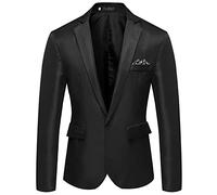 Mens Suit Jacket Big and Tall Mens Casual Autumn and Winter Trend Collar Single Two Buttons Slim Fit Round Hem Pockett Jacket Small Suit Size (Black, XXL)