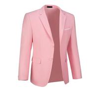 Mens Suit Jackets Casual Two Button Slim Fit Blazers Suit Separates Coat Sport Coats with Pockets for Wedding Prom Party, Pink, L