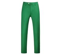 Mens Suit Pants Oxford Chino Flat-Front Golf Rugby Trousers Elasticated Waist Button Strap Smart Casual Business Office Work Pants Formal Dress Pants with Pockets Green