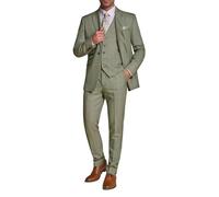 Men's Suit Sage Green 3 Piece Checked Tailored Fit Formal Dress - Sage 40
