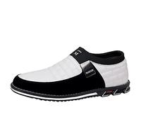 Men's Suit Shoes, Breathable, Comfortable, Business Slip-On Work Casual Shoes, Plain for Shoes, Extra Wide 2026 Business Shoes, White, 9.5 UK