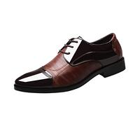 Men's Suit Shoes Fashion Leather Shoes Size Casual Low Heel Flat Solid Colour British Style Workwear Shoes 2026 Business Shoes, brown, 9 UK