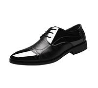 Men's Suit Shoes Fashion Leather Shoes Size Casual Low Heel Flat Solid Colour British Style Workwear Shoes 2026 Business Shoes, black, 10 UK