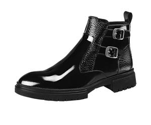 Men's Suit Shoes, Shiny Leather Boots for Short Boots, High Leather Shoes for Foreign Trade, Screw Lock Shoes, 2026 Business Shoes, black, 9 UK