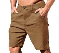 Mens Suit Shorts Chino Flat-Front Stretch Oxford Shorts Smart Casual Business Office Work Shorts Lightweight Comfort Golf Travel Shorts Summer Half Short Pant All Waist Size Brown