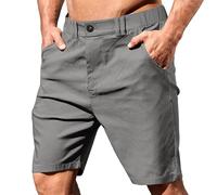 Mens Suit Shorts Chino Flat-Front Stretch Oxford Shorts Smart Casual Business Office Work Shorts Lightweight Comfort Golf Travel Shorts Summer Half Short Pant All Waist Size Grey