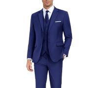 Men's Suit Slim Fit 3 Piece Wedding Dress Tux Suit Set Two Buttons Business Suits Blazer Jacket Vest Pants with Tie, Navy, XXL