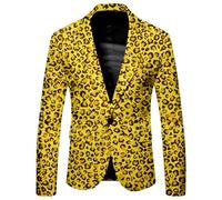 Mens Suit Slim Fit, Men's Fashion Slim Fit Leopard Print Formal Business Casual Suit Jacket Coat For Stylish Gentlemen