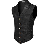 Men's Suit, Steampunk Suit Vest, Gothic Costume Vest, Sleeveless Black White Medieval Suit Vest, Victorian Court Gilet, Halloween Costume, Costume Vests for Men