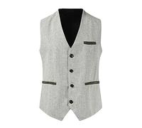 Men's Suit Vest Business Formal Dress Vest for Men with Pockets Casual Wedding Waistcoat For Suit or Tuxedo(White,Large)