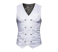 Men's Suit Vest Waistcoat Fashion Jacquard Print Double Breasted Paisley Floral Vest Jacket Sets Single Breasted Business Causal Suit Vest for Formal Wear, Working,Party(Shirt Not Included)