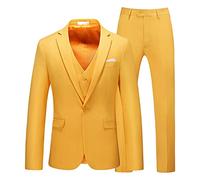 Mens Suits 2 Piece Double Breasted Blazer and Pants Tuxedo Suit Set Slim Fit Wedding Business Party Formal Dress Sets (Orange,M)
