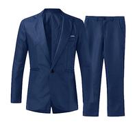 Mens Suits 2 Piece Regular Fit/Men Sets Men's 3 Pieces Suit Set Slim Groomsmen/Prom for Two Buttons Business Jacket Vest Pant Wedding Navy