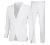 Men's Suits 2 Piece Set and Pants Business Casual Formal Wear Slim Fit Wedding Outfit Comfortable Stylish/A White