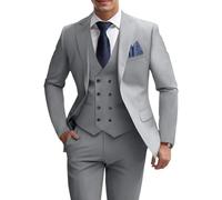 Mens Suits 3 Piece Double Breasted Slim Fit Suit Mens Wedding Prom Tuxedo | Groomsmen Suit for Men,Blazer Vest Pants Set,Mens Formal Party Dinner Homecoming Business Work Outfit,Adjustable Waist