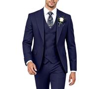Mens Suits 3 Piece Double Breasted Slim Fit Suit Mens Wedding Prom Tuxedo | Groomsmen Suit for Men,Blazer Vest Pants Set,Mens Formal Party Dinner Homecoming Business Work Outfit,Adjustable Waist