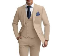 Mens Suits 3 Piece Double Breasted Slim Fit Suit Mens Wedding Prom Tuxedo | Groomsmen Suit for Men,Blazer Vest Pants Set,Mens Formal Party Dinner Homecoming Business Work Outfit,Adjustable Waist