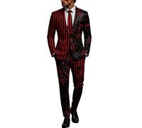 Mens Suits 3 Piece Halloween Costumes UK Ugly Funny Blazer and Trousers Tie Sets Ghost Pumpkin Skeleton Printed Suit Formal Long Sleeve 3 Pcs Set Men Performances Cosplay Adult Halloween Costume S-3XL