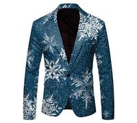 Men's Suits Christmas Snowflake Santa Printed Pocket Lapel Blazers for Party