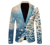 Men's Suits Christmas Snowflake Santa Printed Pocket Lapel Blazers for Party