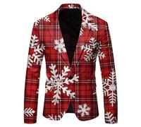 Men's Suits Christmas Snowflake Santa Printed Pocket Lapel Blazers for Party