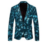 Men's Suits Christmas Snowflake Santa Printed Pocket Lapel Blazers for Party