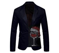 Men's Suits Christmas Snowflake Santa Printed Pocket Lapel Blazers for Party