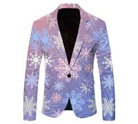 Men's Suits Christmas Snowflake Santa Printed Pocket Lapel Blazers for Party