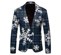Men's Suits Christmas Snowflake Santa Printed Pocket Lapel Blazers for Party