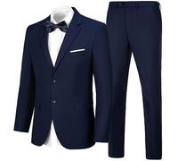 Mens Suits Slim Fit Prom Homecoming Suit for Men Wedding Business Tux Outfit 2 Piece Suit Jacket Blazer ＆Pants Set, Navy, L