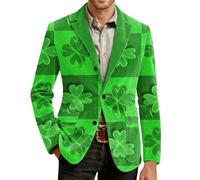 Men's Suits St. Patricks Day Blazer Formal Lapel Leprechaun Print Button Down Long Sleeve Tunics Shirt Blazers Suits Fancy Dress Leprechaun Costume Green Day Outfits Happy St Patricks Day Outfits